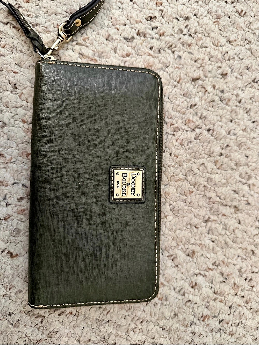 Dooney & Bourke Saffiano Large Zip Around Wristlet Green & Red